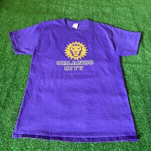 Orlando City SC MLS Lion Gold Logo Short Sleeve Crew Neck Purple T-Shirt Size M